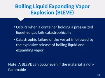 Slide 46: Boiling Liquid Expanding Vapor Explosion (BLEVE)