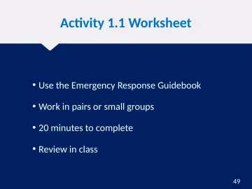 Slide 49: Activity 1.1 Worksheet