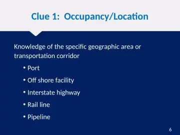 Slide 6: Clue 1: Occupancy/Location