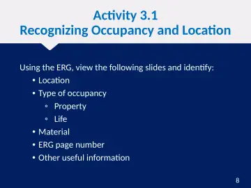 Slide 8: Activity 3.1 Recognizing Occupancy and Location