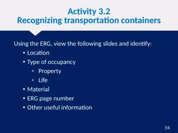 Slide 54: Activity 3.2 Recognizing transportation containers