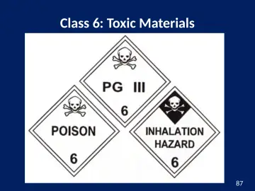 Slide 87: Class 6: Toxic Materials