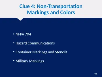 Slide 94: Clue 4: Non-Transportation Markings and Colors