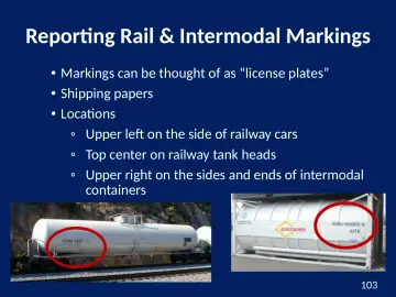 Slide 103: Reporting Rail & Intermodal Markings