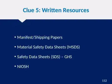 Slide 112: Clue 5: Written Resources