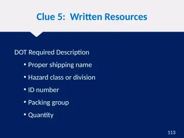Slide 113: Clue 5: Written Resources