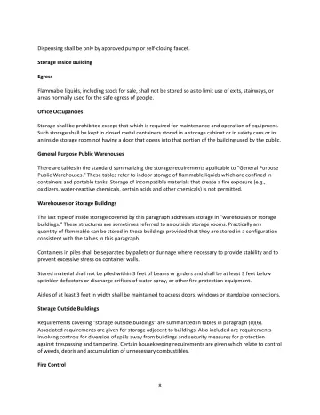 Page 8: Dispensing shall be only by approved pump or self‐closing faucet.