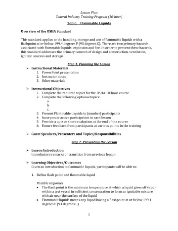 Page 1: Topic: Flammable Liquids