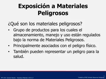 Slide 4: Exposición a Materiales Peligrosos