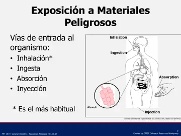Slide 9: Exposición a Materiales Peligrosos