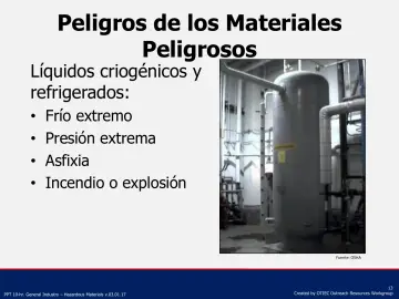 Slide 13: Peligros de los Materiales Peligrosos