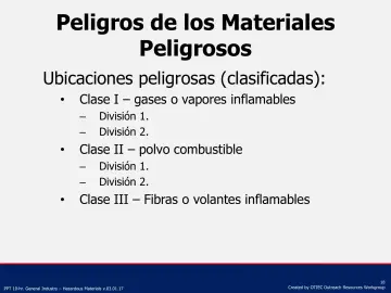 Slide 18: Peligros de los Materiales Peligrosos