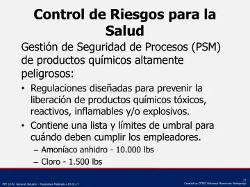 Slide 33: Control de Riesgos para la Salud