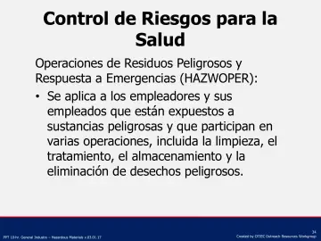 Slide 34: Control de Riesgos para la Salud