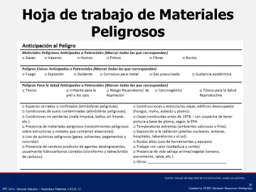 Slide 36: Hoja de trabajo de Materiales