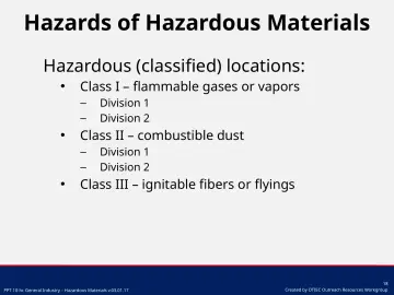 Slide 18: Hazards of Hazardous Materials