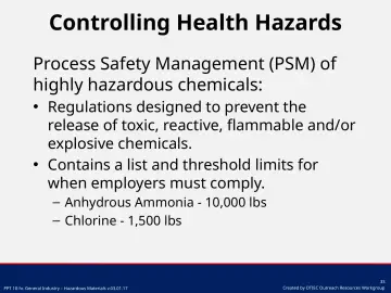 Slide 33: Controlling Health Hazards