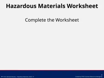 Slide 35: Hazardous Materials Worksheet