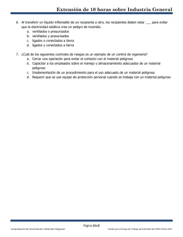 Page 2: Extensión de 10 horas sobre Industria General