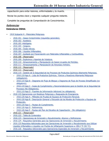 Page 6: Referencias Estándares OSHA: