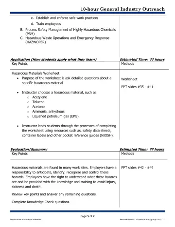 Page 5: c. Establish and enforce safe work practices
