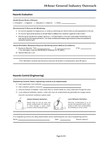 Page 2: 10-hour General Industry Outreach