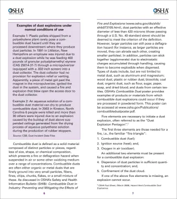 Page 5: Examples of dust explosions under normal conditions of use