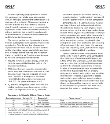 Page 6: An initial (primary) dust explosion in processing equipment may shake loose accumulated…