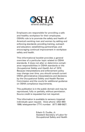 Page 2: Employers are responsible for providing a safe and healthy workplace for their employees. …