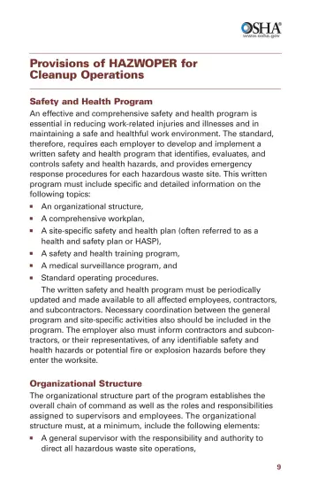 Page 11: Provisions of HAZWOPER for Cleanup Operations