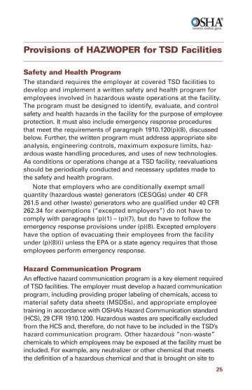 Page 27: Provisions of HAZWOPER for TSD Facilities