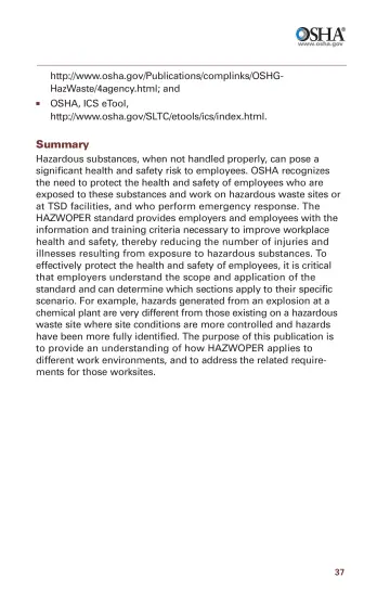 Page 39: http://www.osha.gov/Publications/complinks/OSHG- HazWaste/4agency.html; and