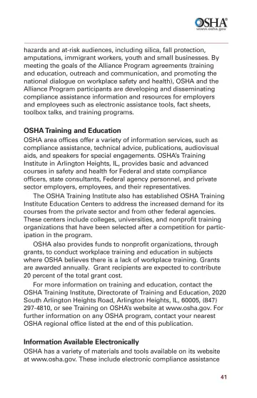 Page 43: hazards and at-risk audiences, including silica, fall protection, amputations, immigrant…