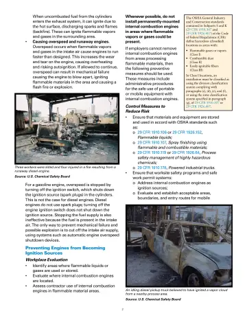 Page 2: Whenever possible, do not install permanently-mounted internal combustion engines in areas…