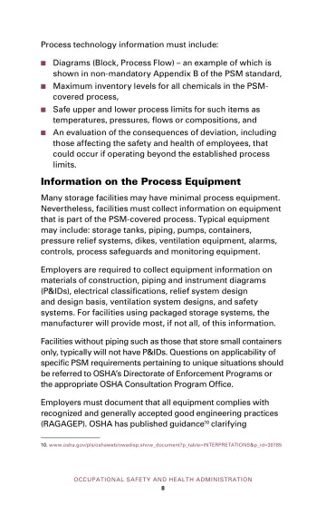 Page 12: Information on the Process Equipment