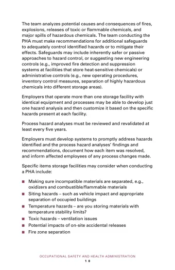 Page 14: The team analyzes potential causes and consequences of fires, explosions, releases of…