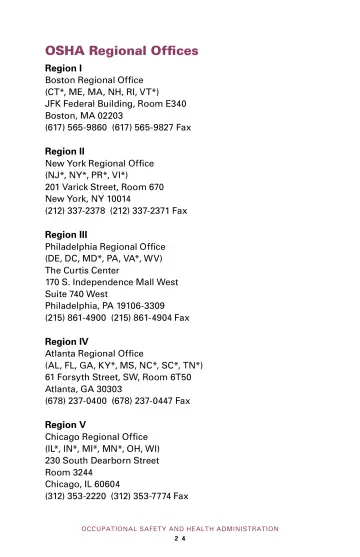 Page 28: OSHA Regional Offices