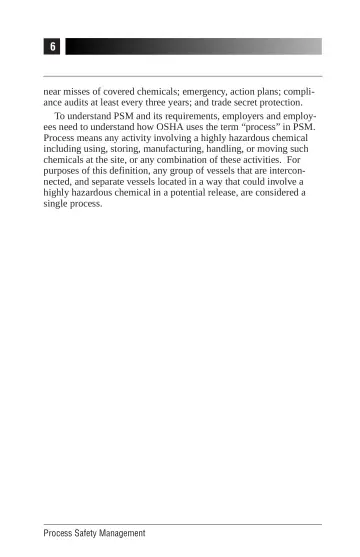 Page 10: near misses of covered chemicals; emergency, action plans; compliance audits at least…