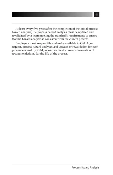 Page 15: At least every five years after the completion of the initial process hazard analysis, the…
