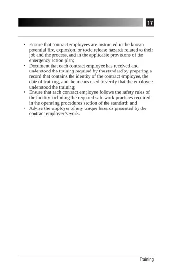 Page 21: Ensure that contract employees are instructed in the known potential fire, explosion, or…