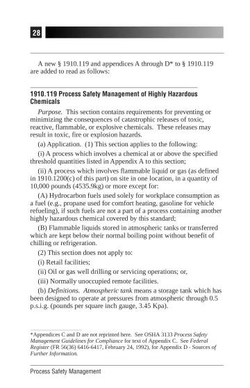 Page 32: A new § 1910.119 and appendices A through D* to § 1910.119 are added to read as follows: