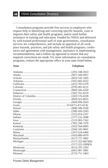 Page 52: OSHA Consultation Directory