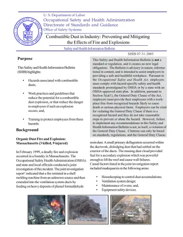 Page 1: Occupational Safety and Health Administration Directorate of Standards and Guidance