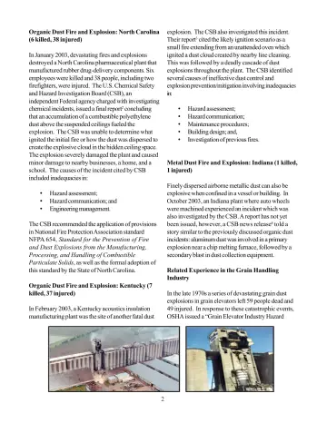 Page 2: explosion. The CSB also investigated this incident. Their report 3 cited the likely…
