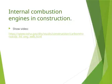 Slide 19: Internal combustion engines in construction.
