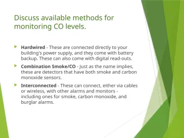 Slide 24: Discuss available methods for monitoring CO levels.