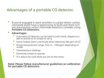 Slide 25: Advantages of a portable CO detector.