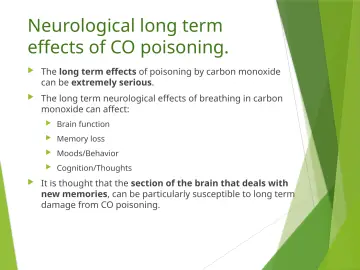 Slide 34: Neurological long term effects of CO poisoning.