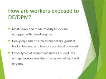 Slide 43: How are workers exposed to DE/DPM?