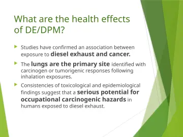 Slide 46: What are the health effects of DE/DPM?